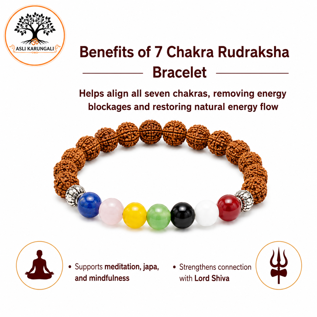 7 Chakra Rudraksha Bracelet - Image 3