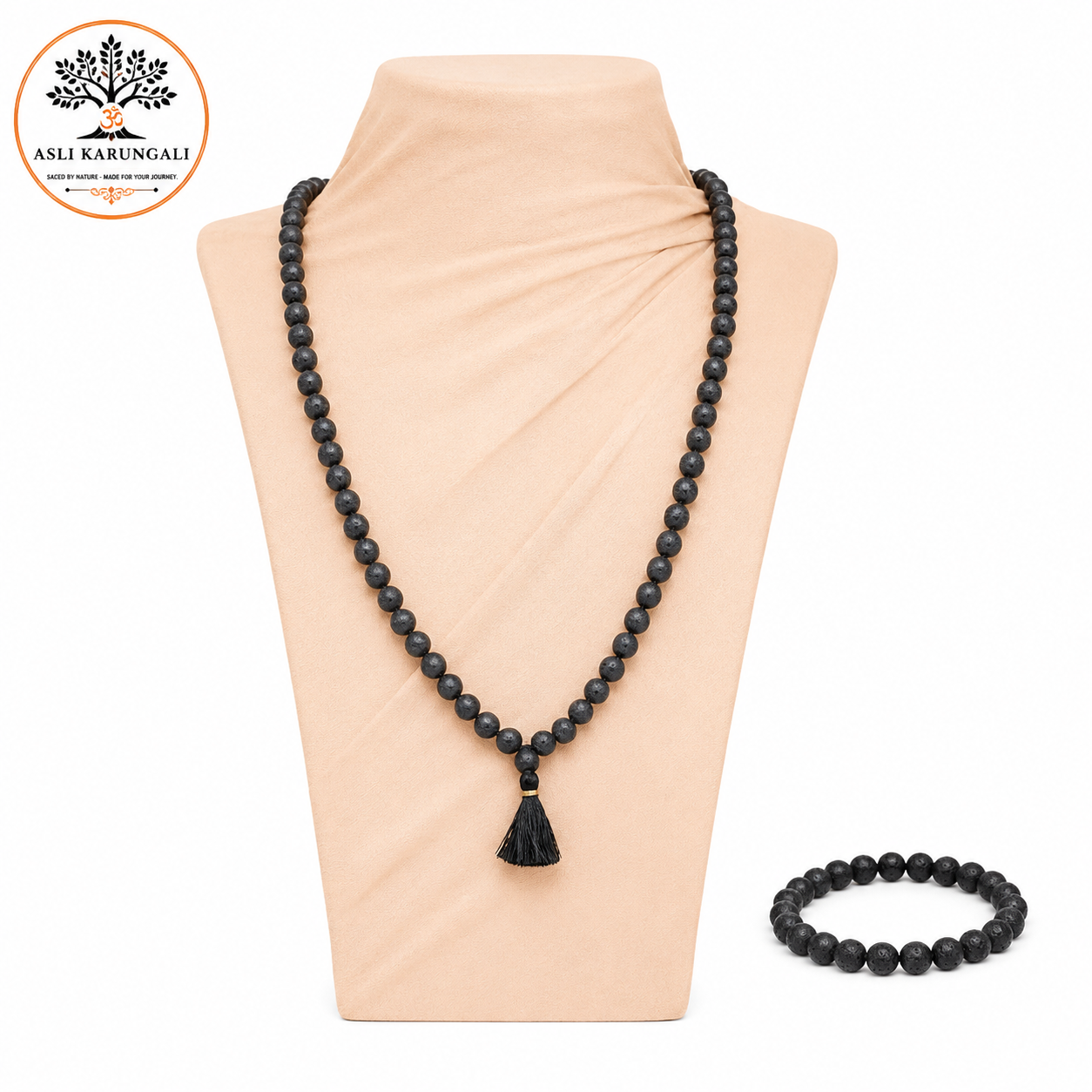 Lava Stone Mala & Bracelet Combo