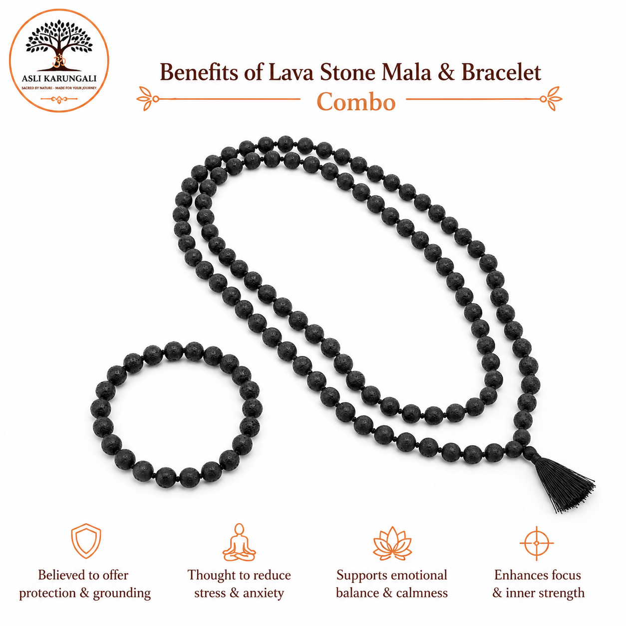 Lava Stone Mala & Bracelet Combo - Image 4