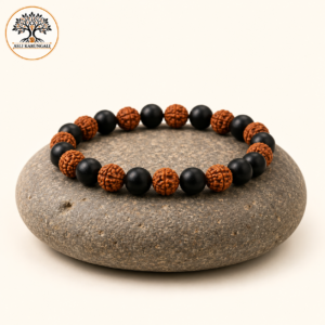 Karungali Rudraksha Bracelet - Natural Ebony Wood & 5 Mukhi Rudraksha Beads