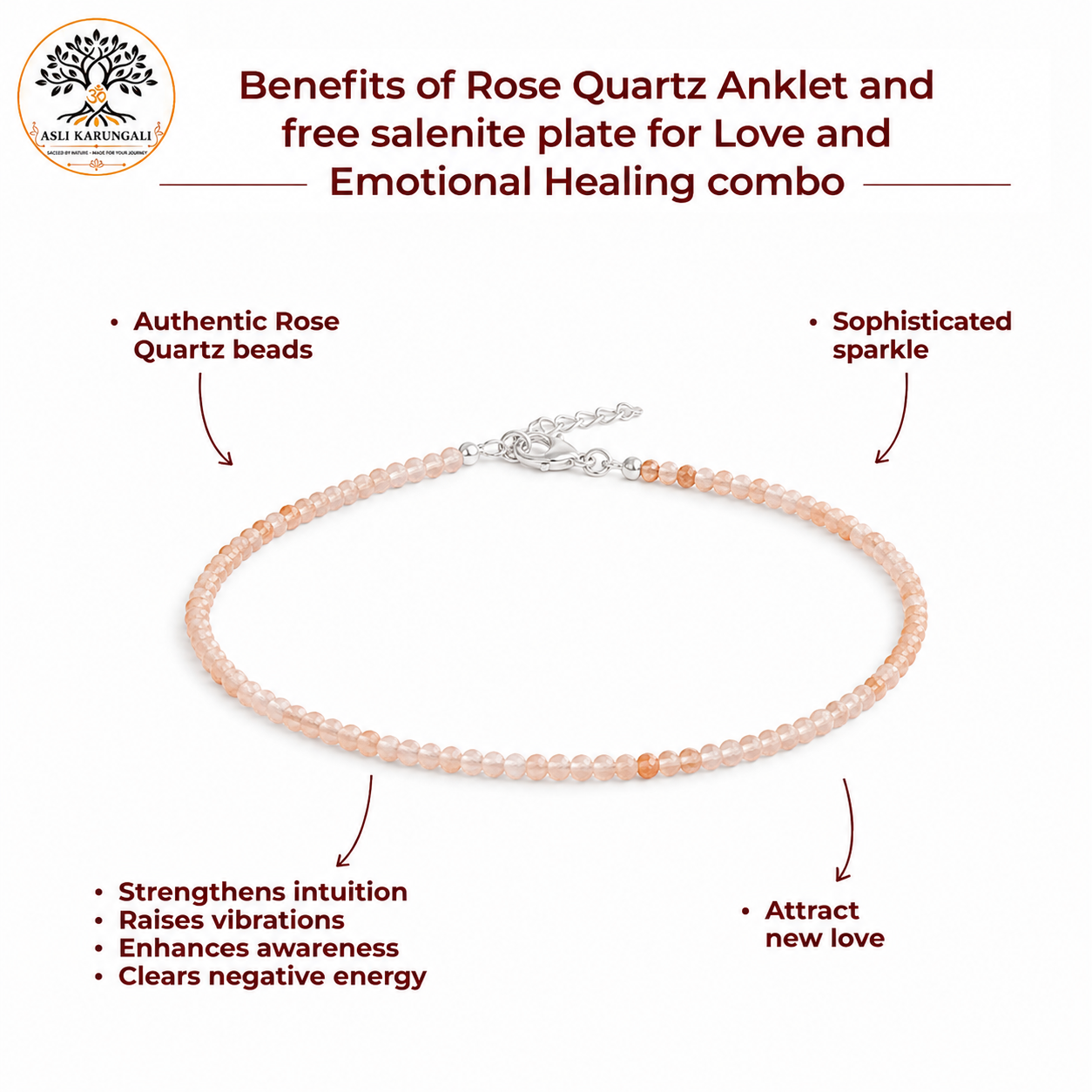 Rose Quartz Anklet for Love and Emotional Healing - Image 3