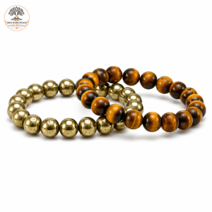 Tiger Eye and Pyrite Bracelet for Confidence and Wealth Combo