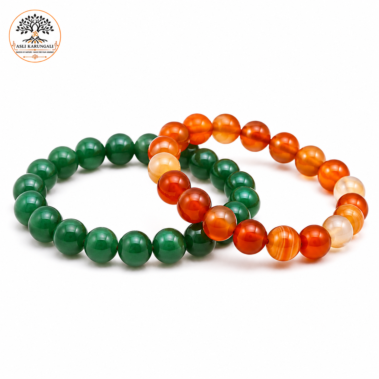 Green Jade & Carnelian Bracelet Combo for Harmony and Vitality - Image 2