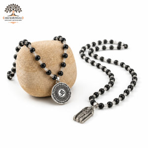 Murugan Sangam: Silver-Capped Shakti Pendant & OM Malai Combo