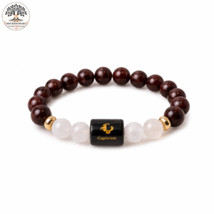 Capricorn (Makar Rashi) Garnet & Milky Quartz Bracelet