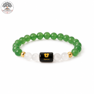 Gemini (Mithun Rashi) Green Aventurine & Milky Quartz Bracelet