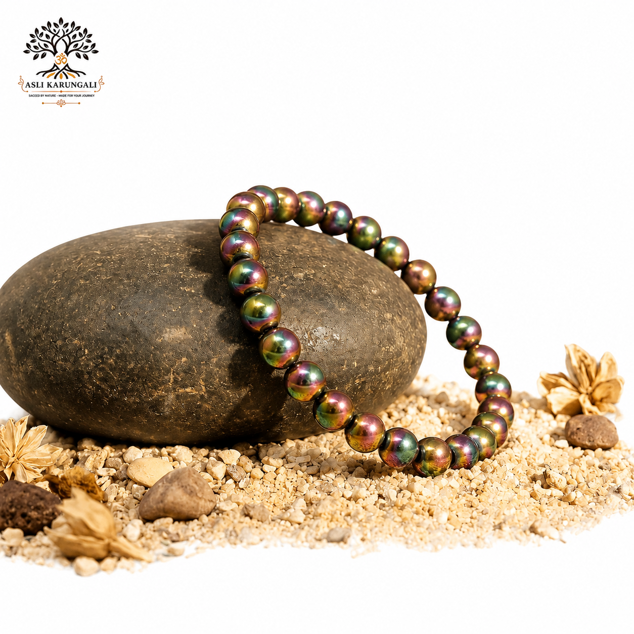 Hematite Aura Stone Bracelet with Natural Gemstone Beads