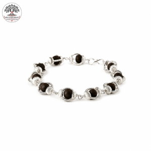 Karungali Mala Bracelet with Silver Cap made from Authentic Ebony Wood