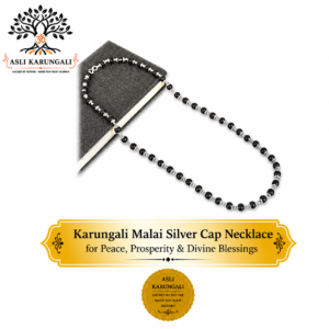 Karungali Malai Silver Cap Necklace for Peace, Prosperity & Divine Blessings