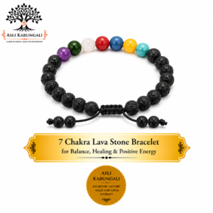 Lava Stone 7 Chakra Bracelet for Balance, Protection & Positive Energy