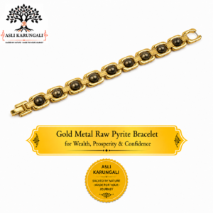 Gold Metal Raw Pyrite Bracelet for Wealth, Prosperity & Confidence