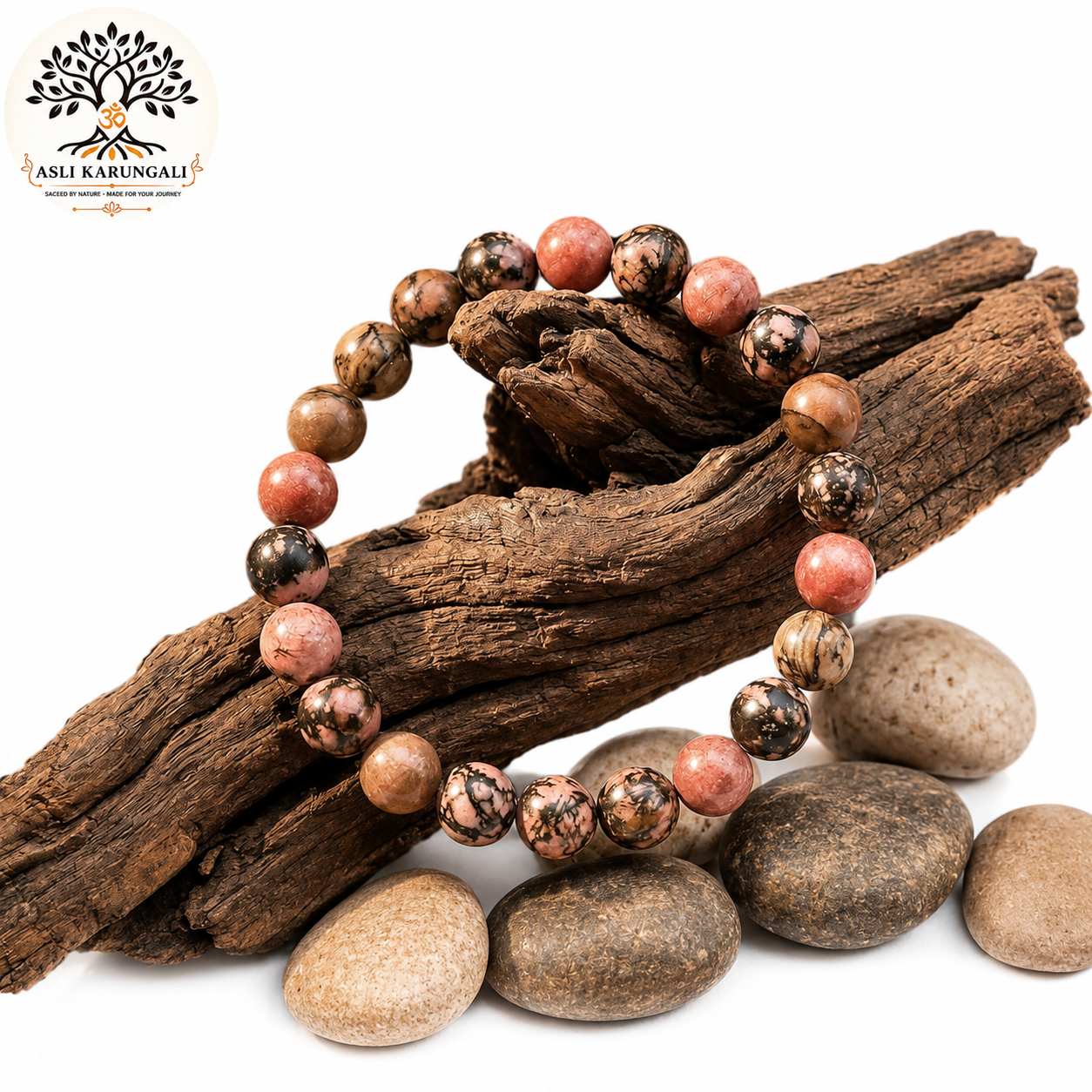 Rhodonite Stone Bracelet with Natural Gemstone Beads