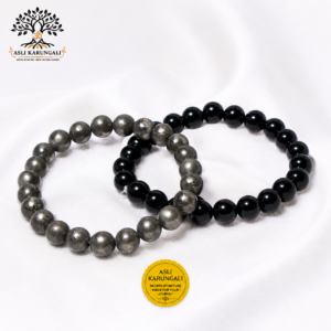 Pyrite & Black Obsidian Bracelet Combo for Wealth, Stability & Success