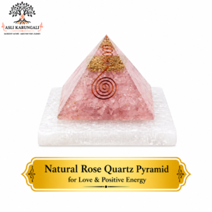 Natural Rose Quartz Pyramid with Free Selenite Plate for Love & Positive Energy