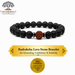 Rudraksha Lava Stone Bracelet for Grounding, Confidence & Positivity