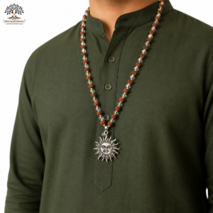 Surya Kawach Rudraksha Mala with Natural Rudraksha Beads by Asli Karungali