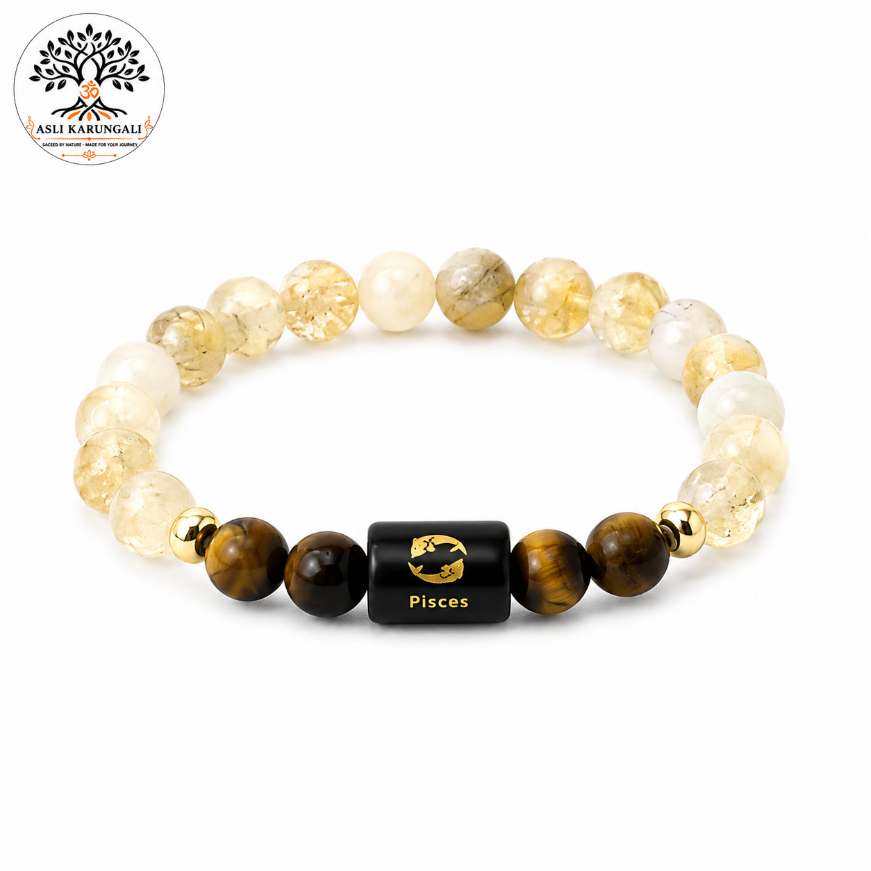 Pisces (Meen Rashi) Citrine & Tiger Eye Bracelet