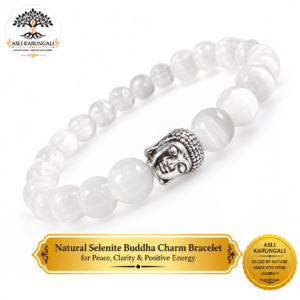 Natural Selenite Buddha Charm Bracelet for Peace, Clarity & Positive Energy